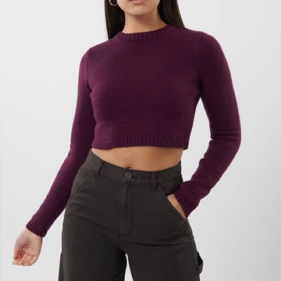 Garage cropped sweater burgundy. Lauren sweater - Picture 1 of 7